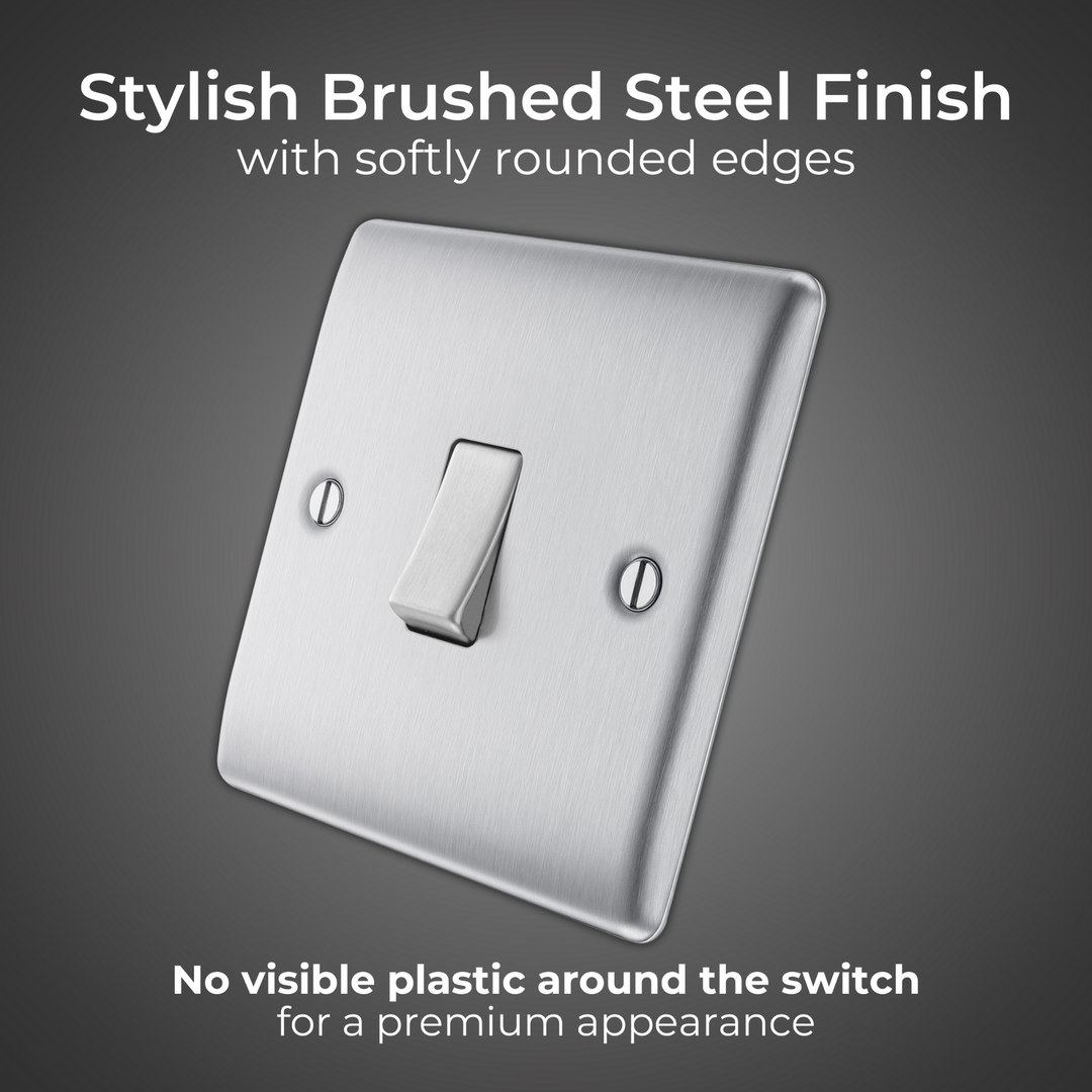 BG Electrical - Brushed Steel Light Switch 20A 16AX