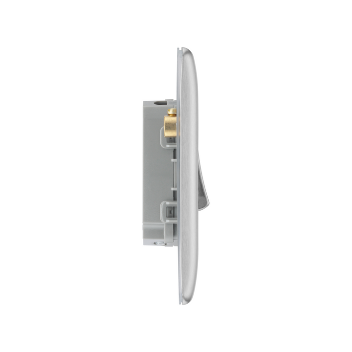 BG Electrical - 2-Way Quadruple Brushed Steel Light Switch 20A 16AX