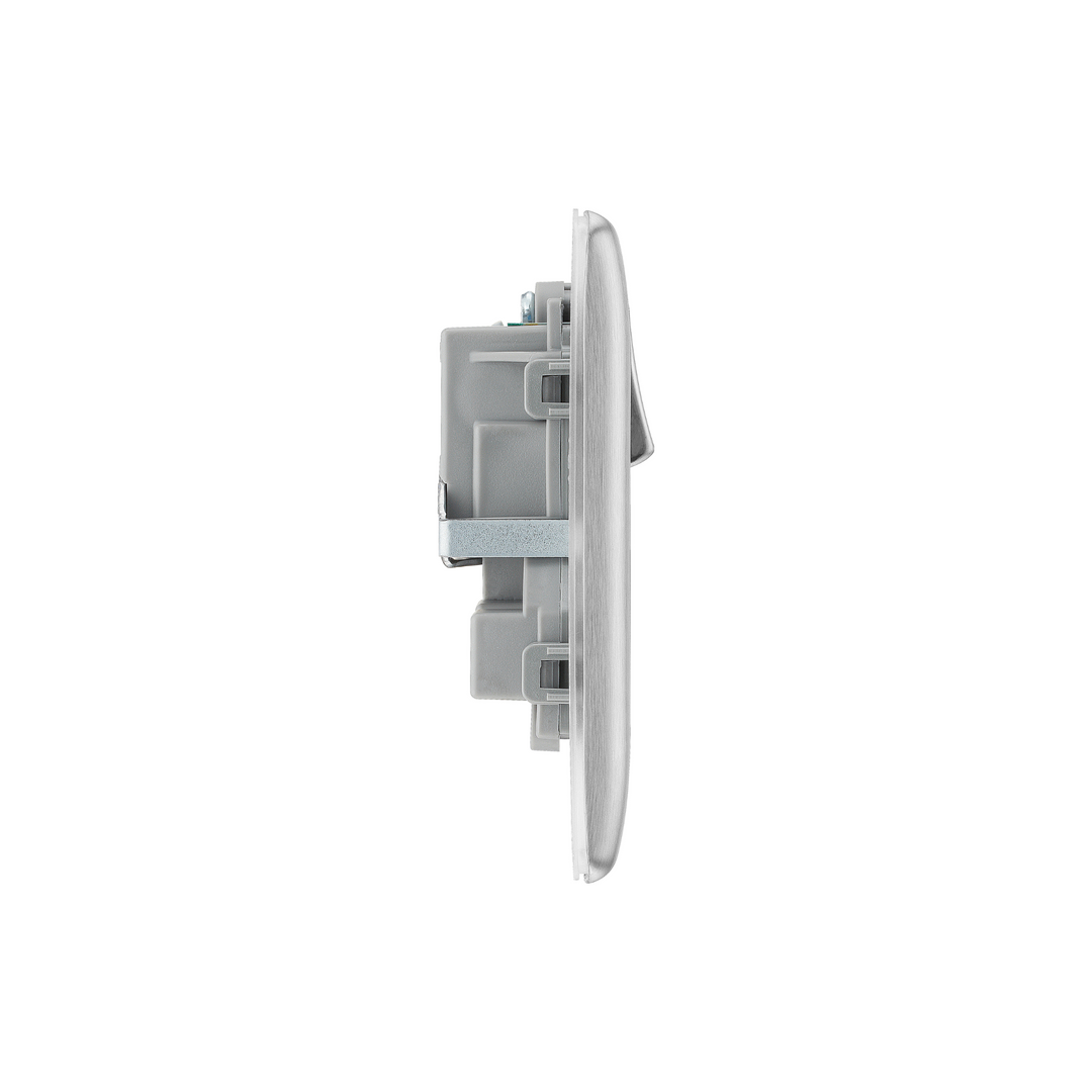 BG Electrical - NBS22G Double Pole, Double Plug Brushed Silver Light Switch