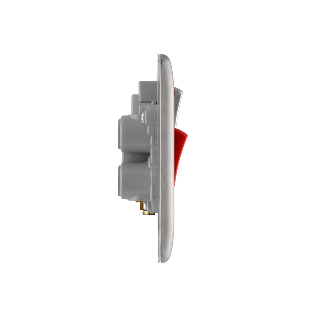 BG Electrical - Nexus BG Brushed Steel Switched Cooker Control Indicator and Socket 13A