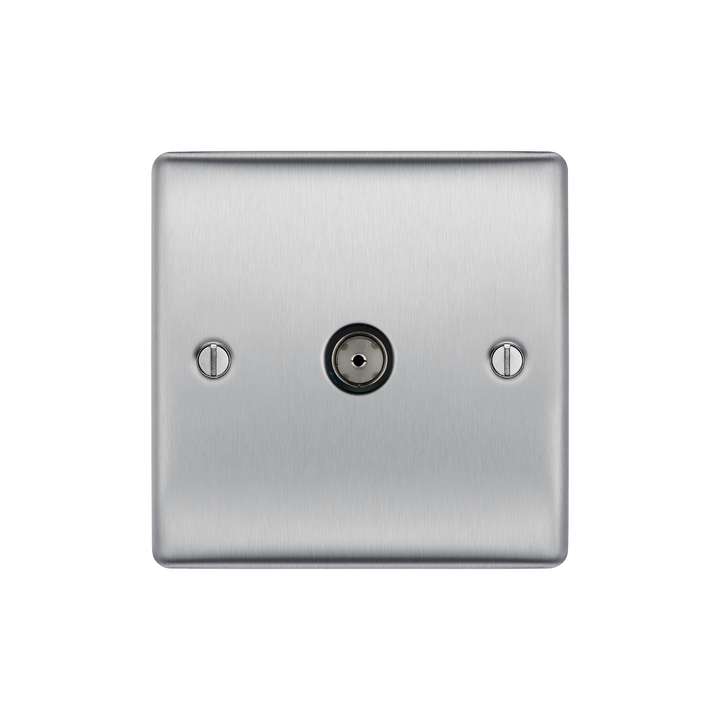 BG Electrical - Co-Axial Socket Metal Brushed Steel Finish