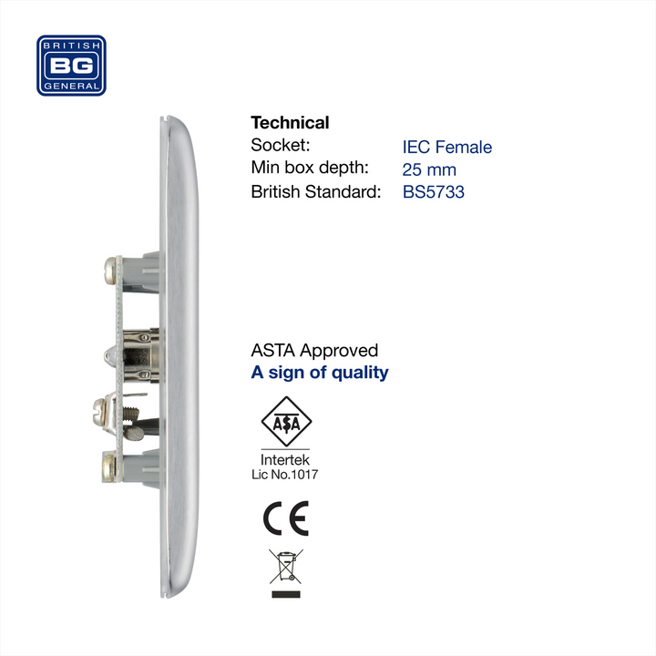 BG Electrical - Co-Axial Socket Metal Brushed Steel Finish