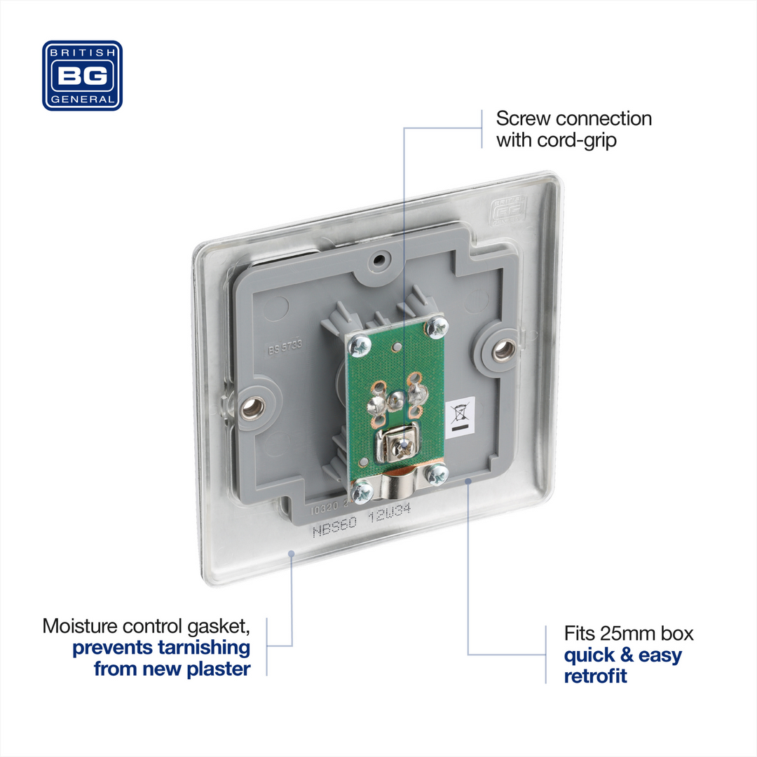 BG Electrical - Co-Axial Socket Metal Brushed Steel Finish