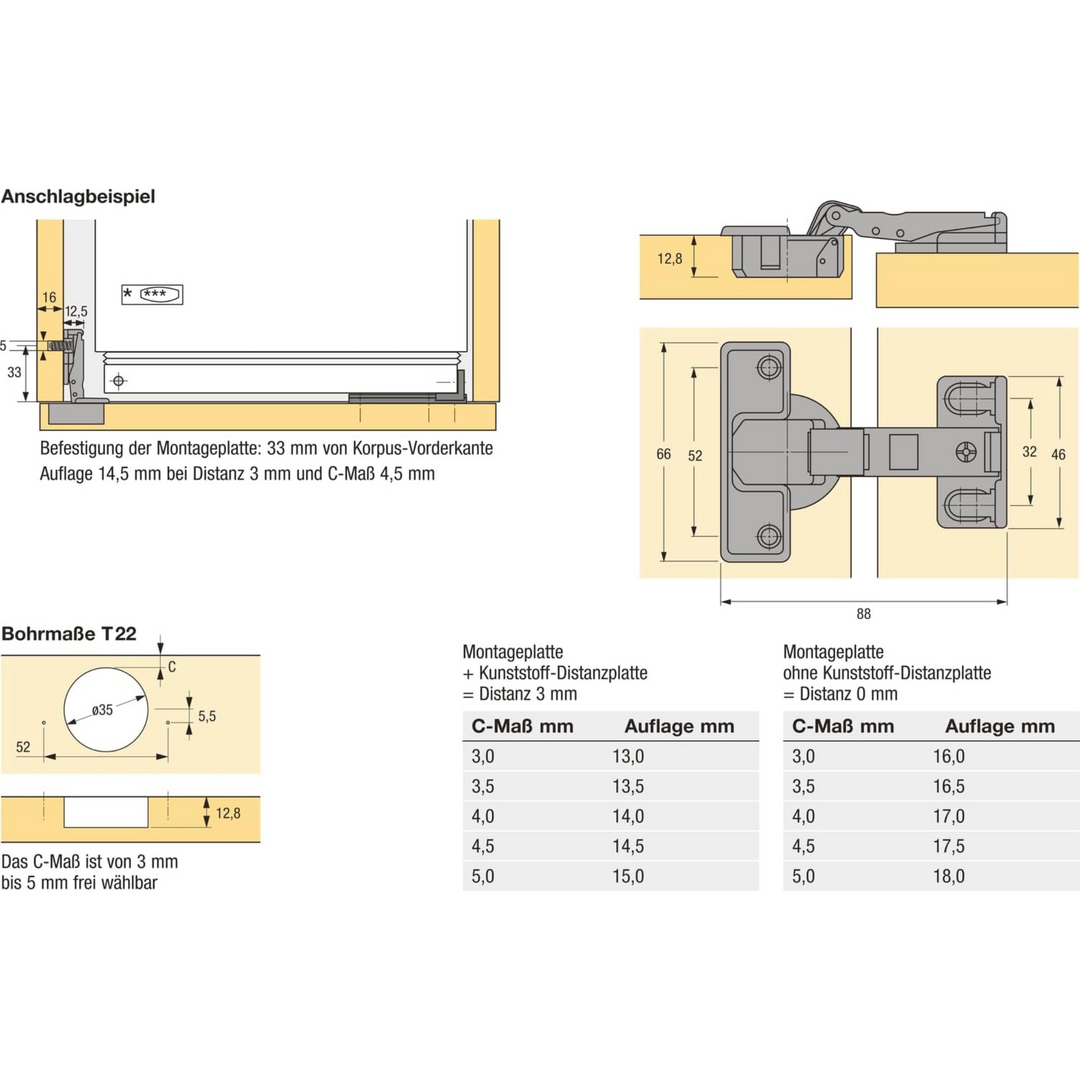 Hettich Hinges ET58272134 Fridge Door Hinge