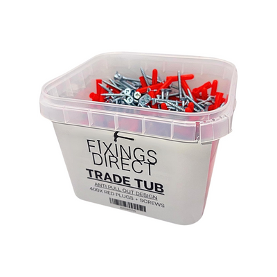 400pcs Wall Plugs & Screw Trade Tub Set, Fasteners for Plasterboard Fixings Screwing into Drywall like TV