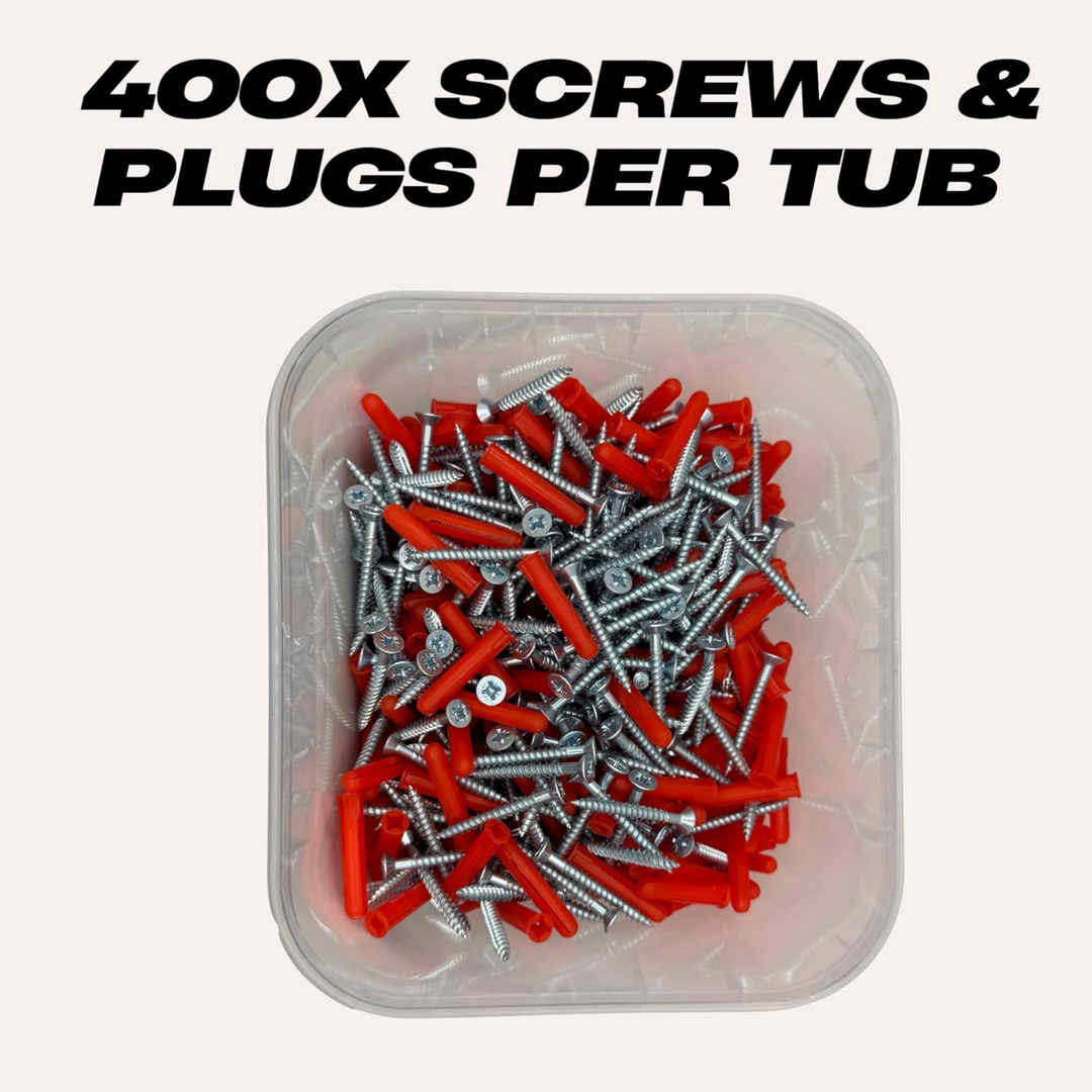 400pcs Wall Plugs & Screw Trade Tub Set, Fasteners for Plasterboard Fixings Screwing into Drywall like TV