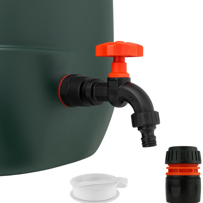 Water Rain Butts Tap Kit with ¾” BSP Connector for Gardening - Click-Lock Compatible Hose Pipe Tap Connector for Rain Tanks
