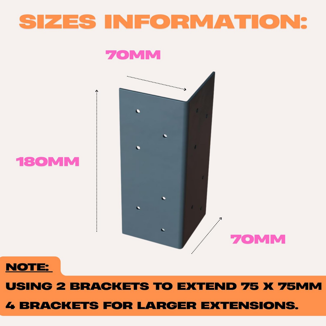 Post Extender Bracket – Anthracite Grey Galvanised Metal Fence Post Holder for Wooden Gates, Garden Timber Post Support & Security Bracket Extension