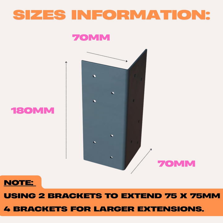 Post Extender Bracket – Anthracite Grey Galvanised Metal Fence Post Holder for Wooden Gates, Garden Timber Post Support & Security Bracket Extension
