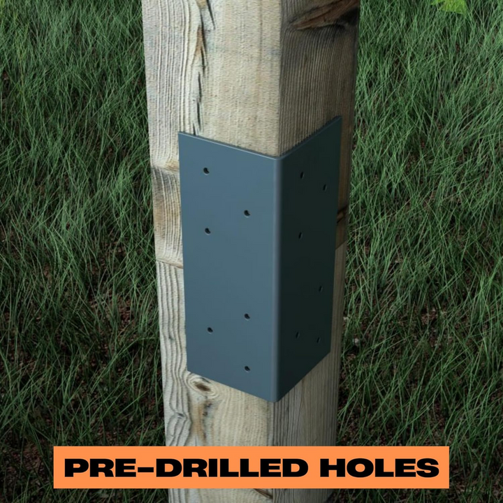 Post Extender Bracket – Anthracite Grey Galvanised Metal Fence Post Holder for Wooden Gates, Garden Timber Post Support & Security Bracket Extension