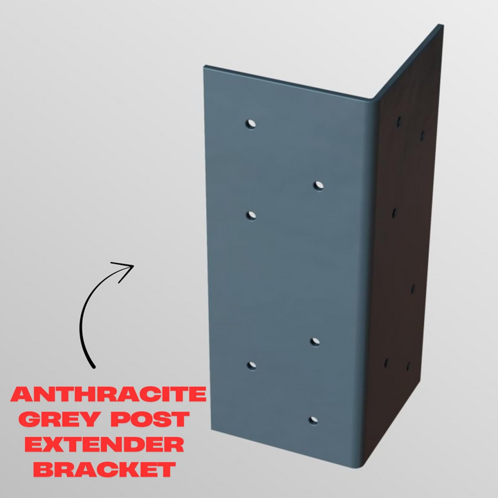 Post Extender Bracket – Anthracite Grey Galvanised Metal Fence Post Holder for Wooden Gates, Garden Timber Post Support & Security Bracket Extension