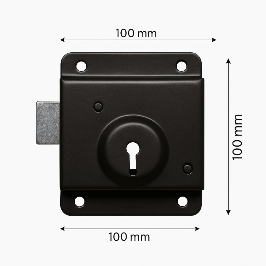 4" Garden Gate Lock with Key – Door Shed Lock, Surface Mount Security Press Rim Lock Bolt for Greenhouse & Yard Gate