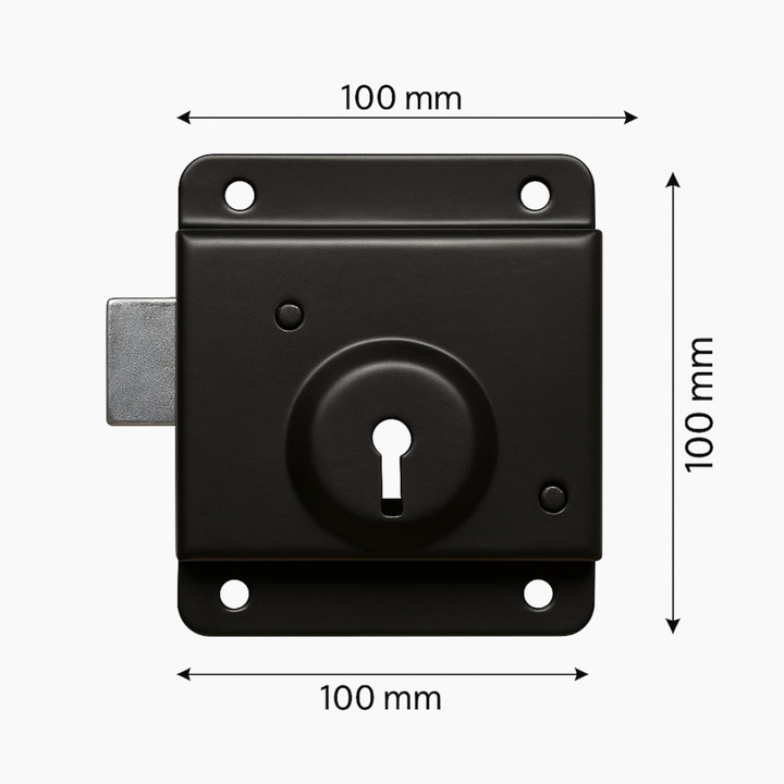 4" Garden Gate Lock with Key – Door Shed Lock, Surface Mount Security Press Rim Lock Bolt for Greenhouse & Yard Gate