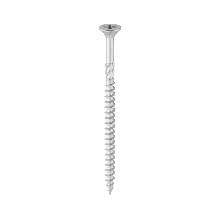C2 Exterior Strong-Fix - PZ - Countersunk Screw – Salt‑Resistant Timber Screw with Ribs - Twin-Cut - Silver