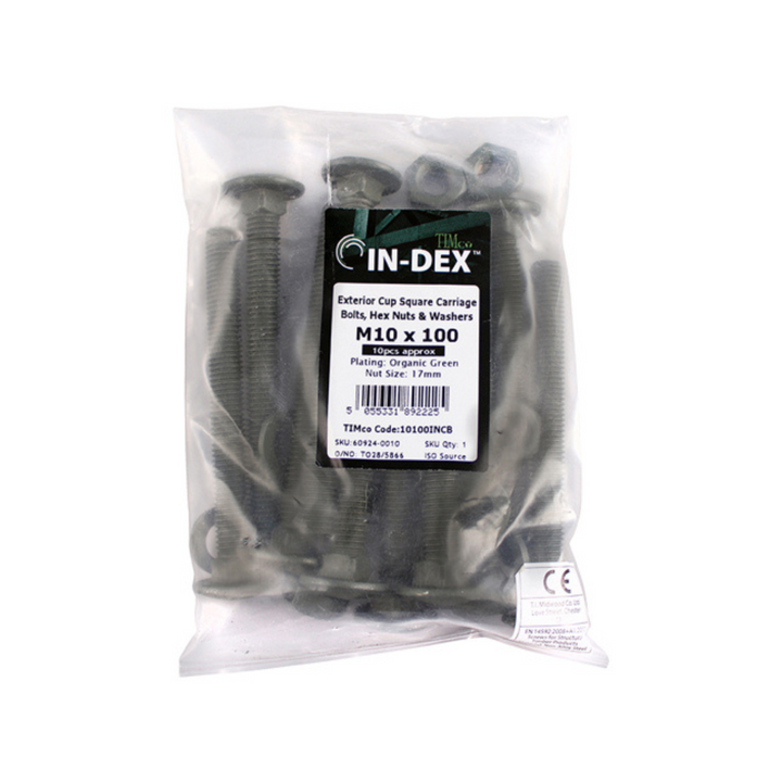 Domed Head Coach Bolt Set - Screws with Washer & Hex Nut Fastener Timco - Available in Sizes