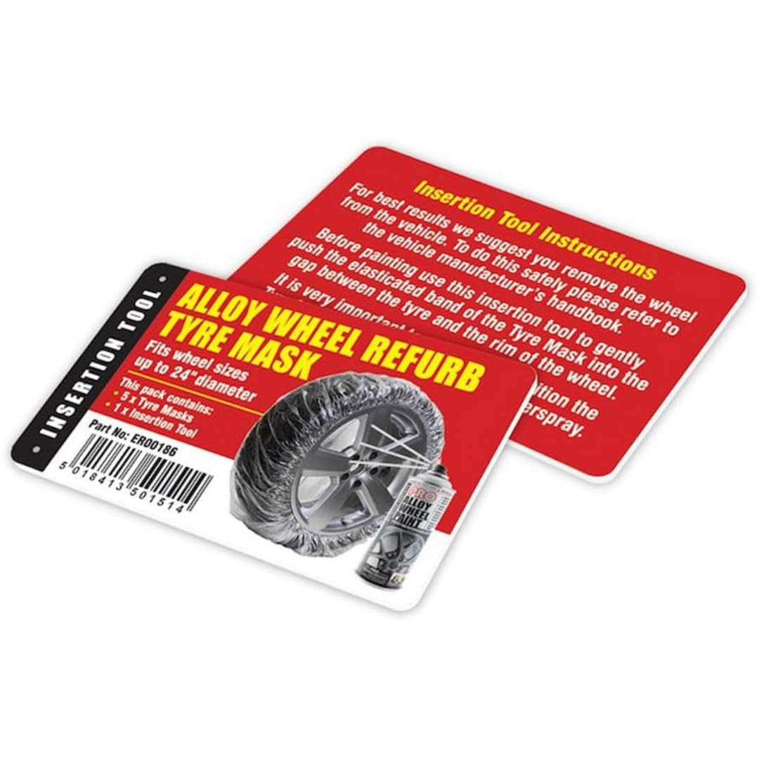 E-Tech Alloy Wheel Refurbishment Tyre Mask – 5‑Pc Set with Insertion Tool – for Alloy Wheel Refurb & Spare Wheel Covers - Up to 24″