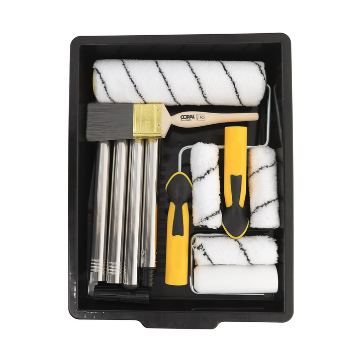 Coral Tools - 10 Piece Paint Roller Set Paint Brush Kit for Metal, Plastic, Wood, UPVC  Paint Pad Set & More