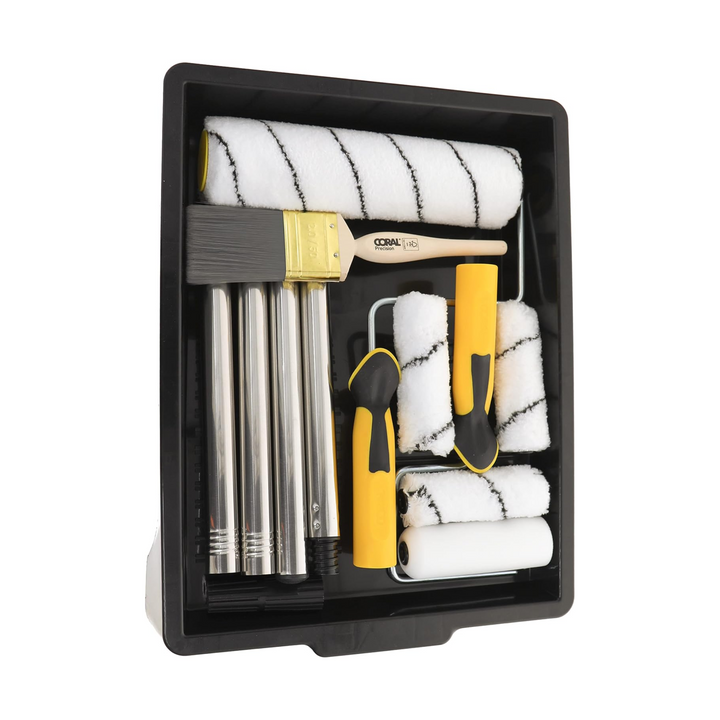 Coral Tools - 10 Piece Paint Roller Set Paint Brush Kit for Metal, Plastic, Wood, UPVC  Paint Pad Set & More