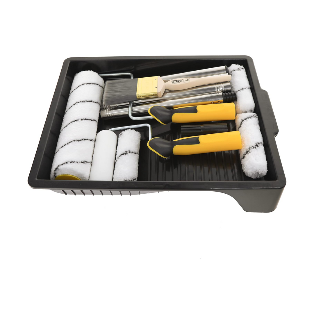 Coral Tools - 10 Piece Paint Roller Set Paint Brush Kit for Metal, Plastic, Wood, UPVC  Paint Pad Set & More