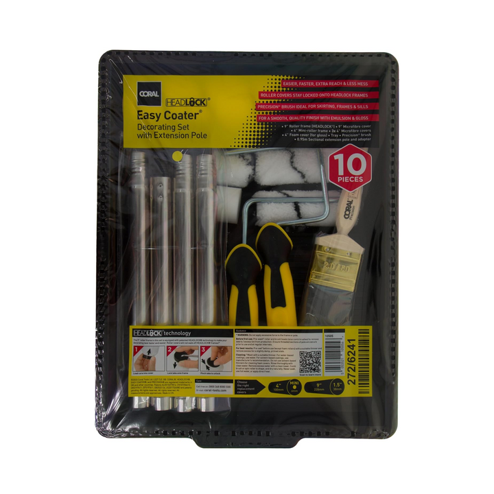 Coral Tools - 10 Piece Paint Roller Set Paint Brush Kit for Metal, Plastic, Wood, UPVC  Paint Pad Set & More