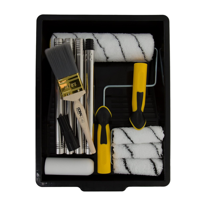 Coral Tools - 10 Piece Paint Roller Set Paint Brush Kit for Metal, Plastic, Wood, UPVC  Paint Pad Set & More