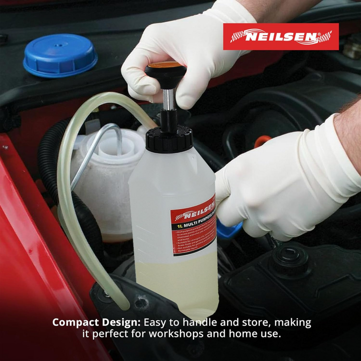 Neilsen Tools – 1L Manual Transmission Fluid | Multi-Purpose Hand Pump for Oil, Brake Fluid, Gearbox, Power Steering & Coolant