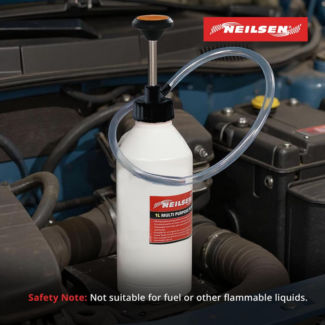 Neilsen Tools – 1L Manual Transmission Fluid | Multi-Purpose Hand Pump for Oil, Brake Fluid, Gearbox, Power Steering & Coolant