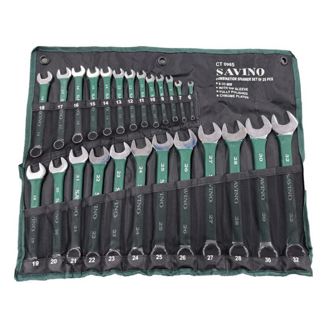 Neilsen Tools – 25pc Metric Spanner Set in Roll Bag | Combination Wrench Spanners 6mm–32mm for DIY, Mechanics & Plumbers