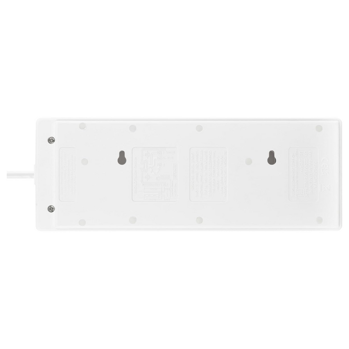 Masterplug 8-Gang Extension Lead 27 x 10 cm - 2m White Surge Protected Trailing Socket Plug Extension Cable with Power Indicator (SRG8210N-MP)