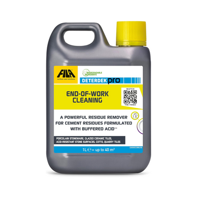 FILA DETERDEK PRO Cement Remover & Acid Cleaner – Efflorescence & Patio Cleaner for Porcelain, Brick & Tile – 1L