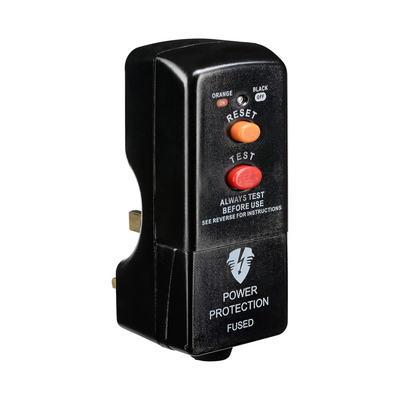 Masterplug Non-Latching RCD Safety Adaptor 112×72.3×50.5 mm Black – 3120 W Socket Protector