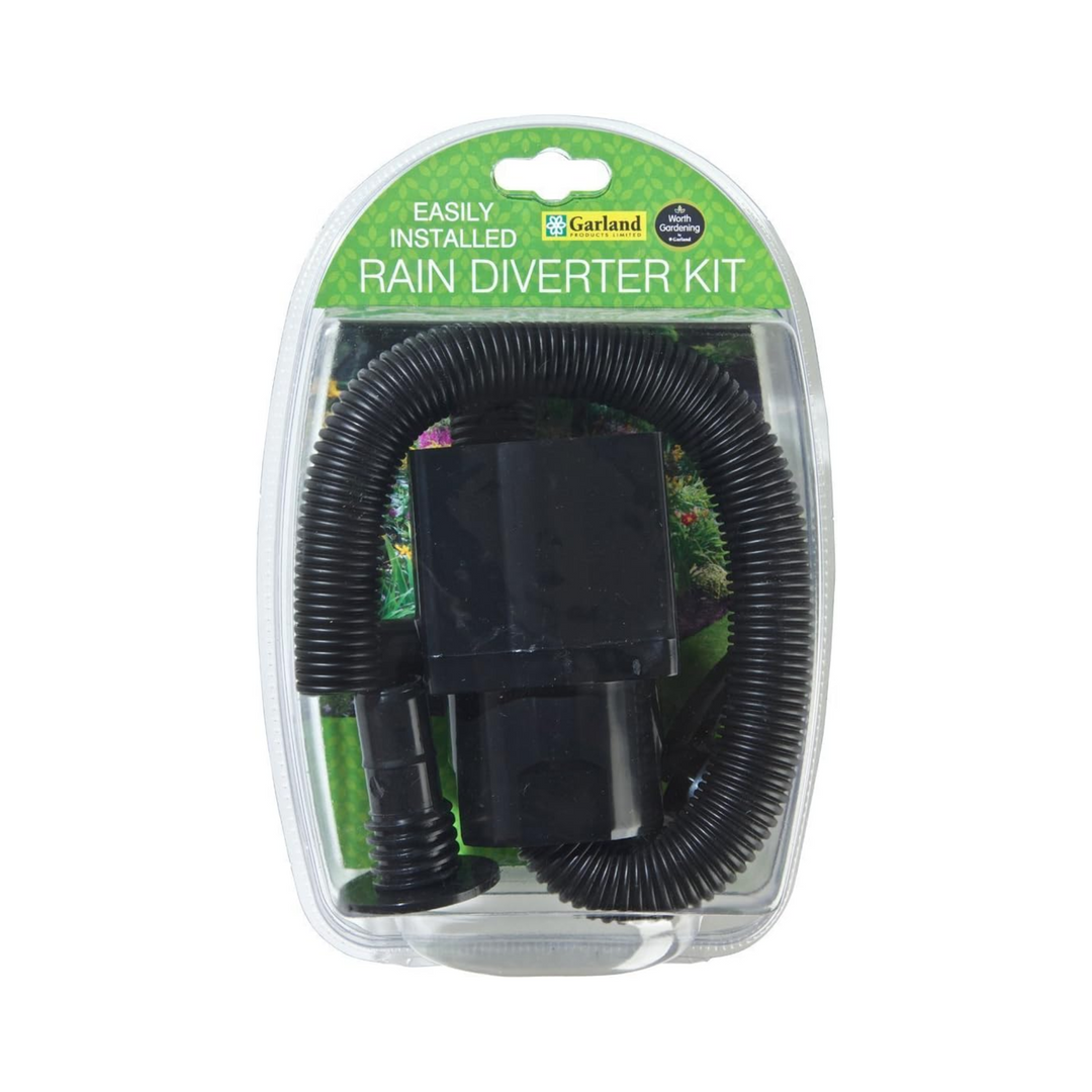 Rain Diverter Kit for Water Butts & Downpipes – Complete Gutter Water Collection System – Garland (W1870)