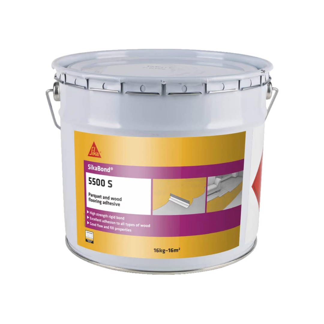 16kg Solvent-Based Parquet & Wood Flooring Adhesive – Sika SikaBond 5500S – Excellent Spreadability, Fast Cure, Sandable