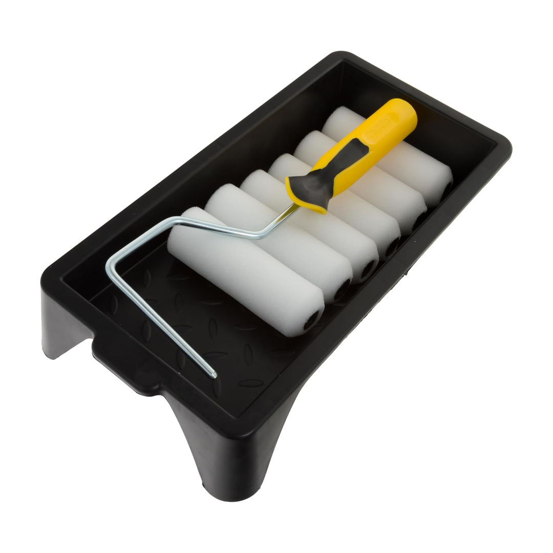 (8 PIECE KIT) Coral 43401 Easy Coater Paint Mini Roller Kit with High Density Foam Covers for Gloss