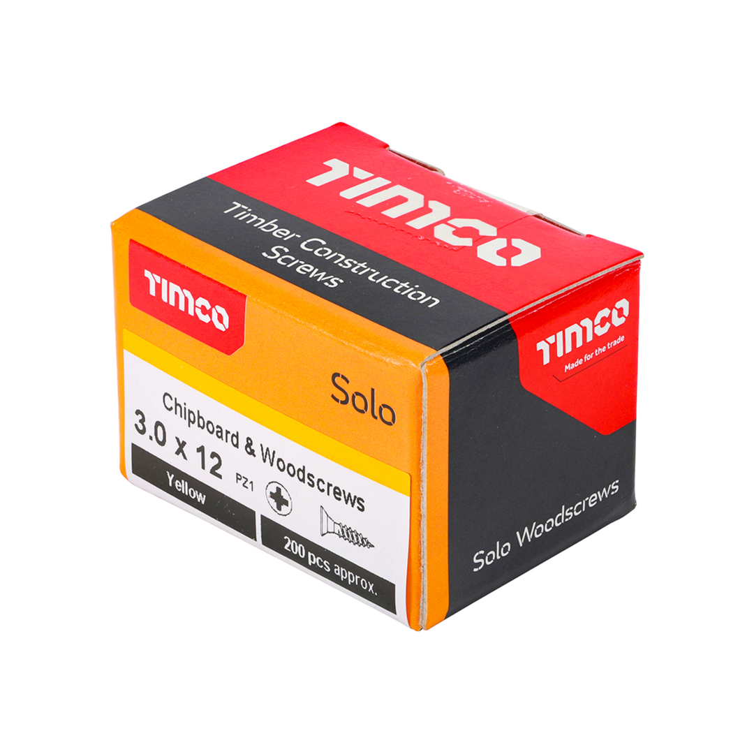 Timco Solo Chipboard & Woodscrews - PZ - Double Countersunk - Yellow