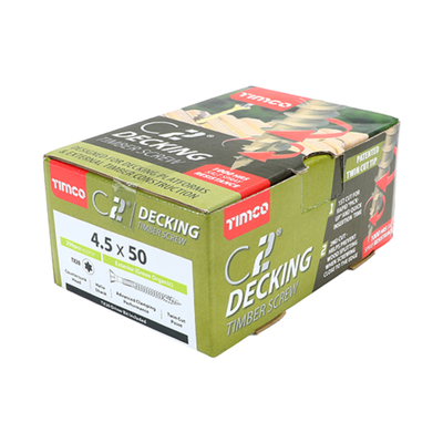 Timco - C2 Deck-Fix Screw- Countersunk with Ribs Screwfix - Twin Cut - Green (Box)