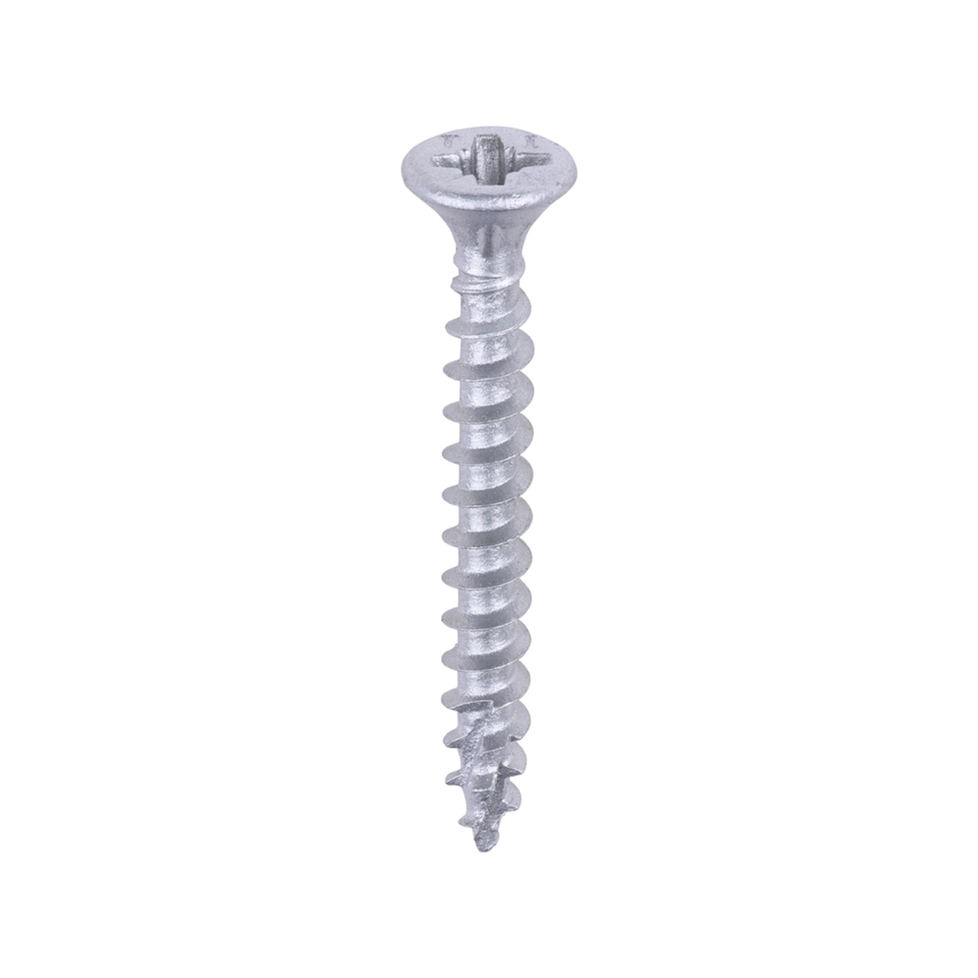 C2 Exterior Strong-Fix - PZ - Countersunk Screw – Salt‑Resistant Timber Screw with Ribs - Twin-Cut - Silver