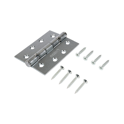 102 x 76mm Twin Ball Bearing Hinges – Satin Chrome Steel Door Hinges for Smooth & Quiet Operation (BOX OF 1 PAIR)