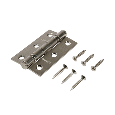 Twin Ball Bearing Hinges – Satin Nickel Steel Door Hinges for Smooth & Quiet Door Operation (BOX OF 1 PAIR)