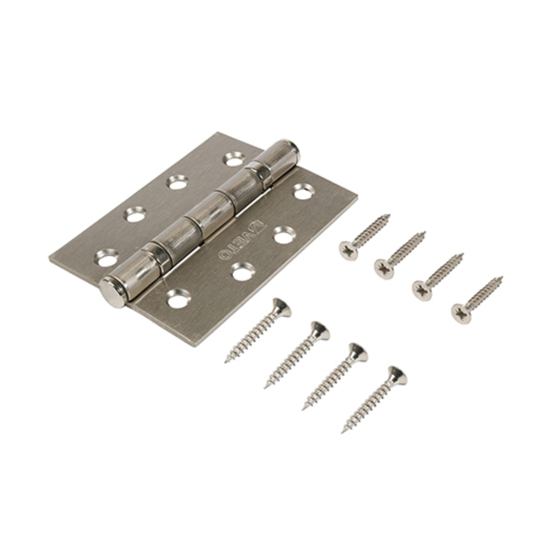 Twin Ball Bearing Hinges – Satin Nickel Steel Door Hinges for Smooth & Quiet Door Operation (BOX OF 1 PAIR)