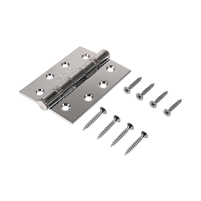 102 x 76mm Twin Ball Bearing Hinges – Polished Chrome Steel Door Hinges for Smooth & Reliable Door Movement (BOX OF 1 PAIR)