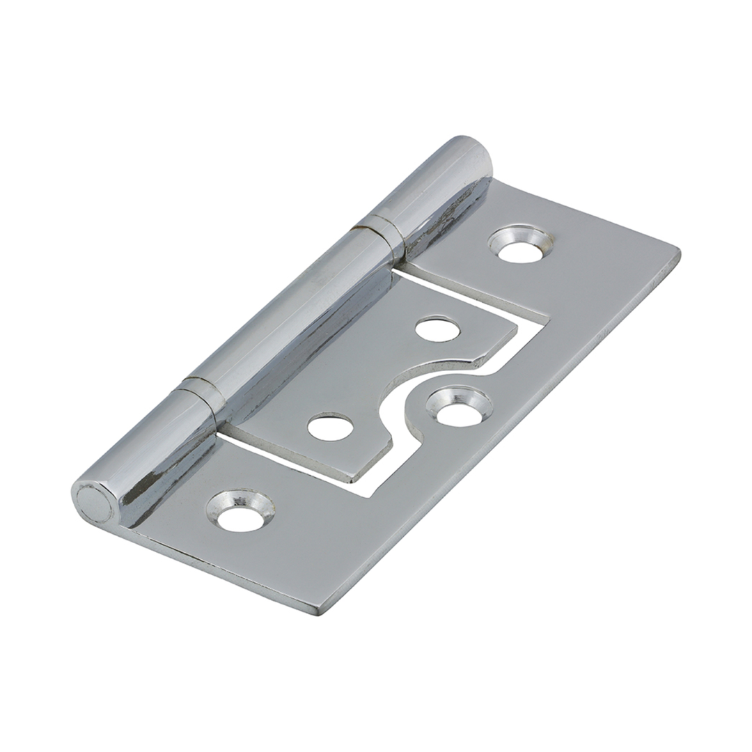 (BAG OF 1 PAIR) Plain Bearing Flush Hinge – Solid Brass Polished Chrome Finish for Cupboards & Cabinets – No Mortice Design