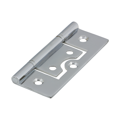 (BAG OF 1 PAIR) Plain Bearing Flush Hinge – Solid Brass Polished Chrome Finish for Cupboards & Cabinets – No Mortice Design