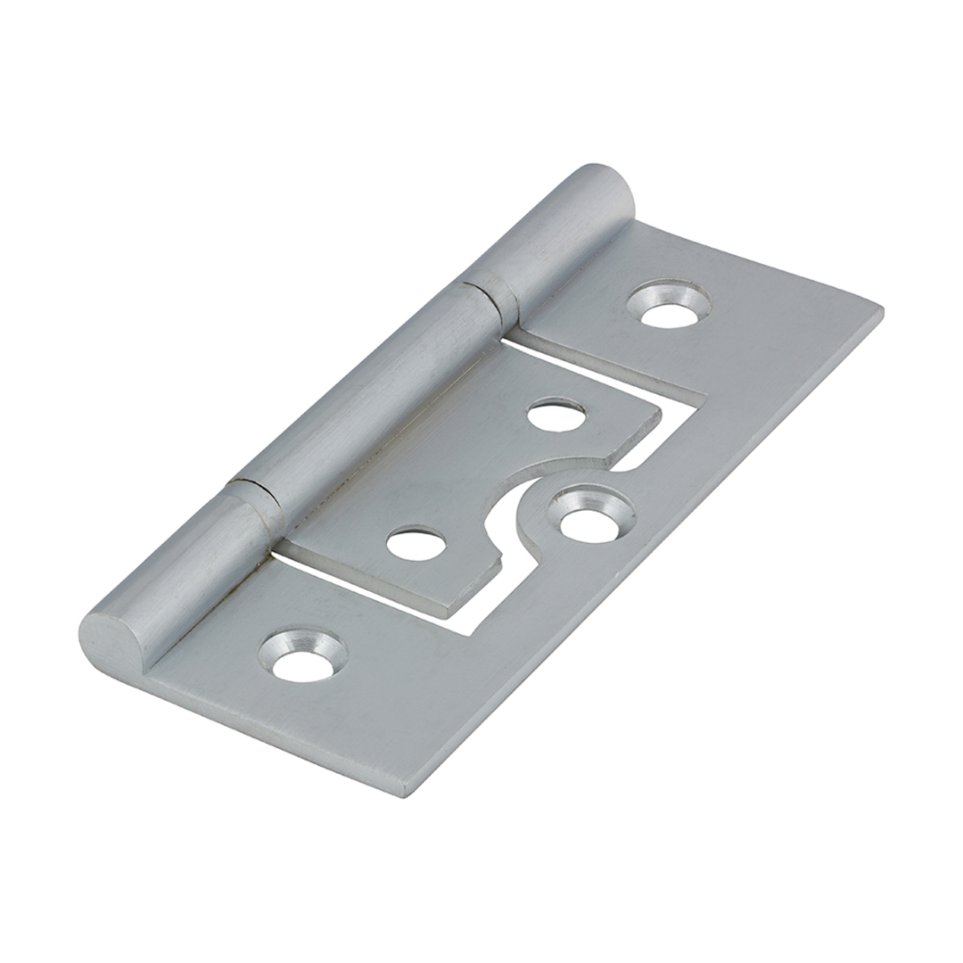 (BOX OF 1 PAIR) Plain Bearing Flush Hinge – Solid Brass Satin Chrome Finish for Cupboards & Cabinets – No Mortice Design