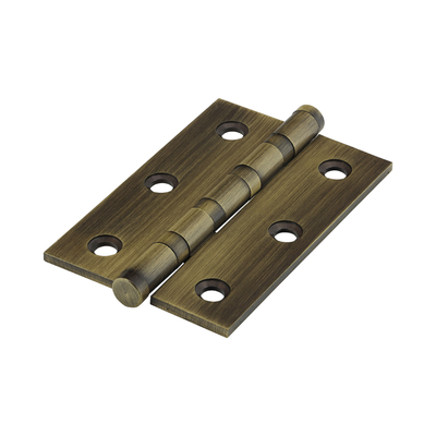 (BOX OF 1 PAIR) Performance Ball Bearing Door Hinge – Solid Brass Antique Brass Finish – Smooth Silent Operation