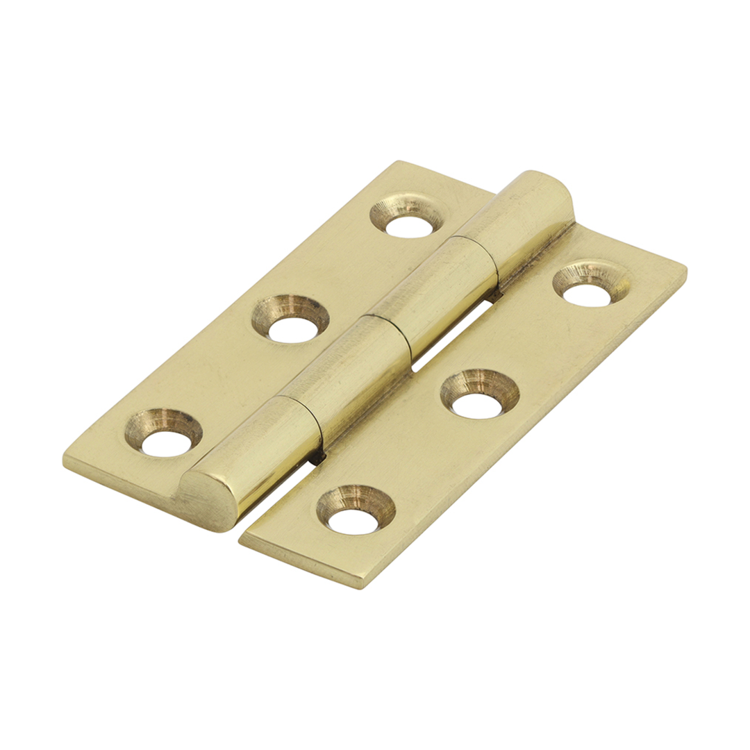 (BAG OF PAIR 1) Solid Drawn Hinge – Solid Brass Polished Brass Finish – Square Corner Cupboard & Cabinet Door Hinge
