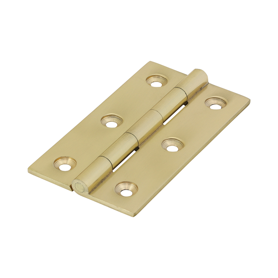 (BAG OF PAIR 1) Solid Drawn Hinge – Solid Brass Polished Brass Finish – Square Corner Cupboard & Cabinet Door Hinge