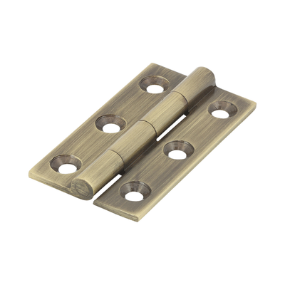 (BAG OF 1 PAIR) Solid Drawn Hinge – Solid Brass Antique Brass Finish – Square Corner Cupboard & Cabinet Door Hinge
