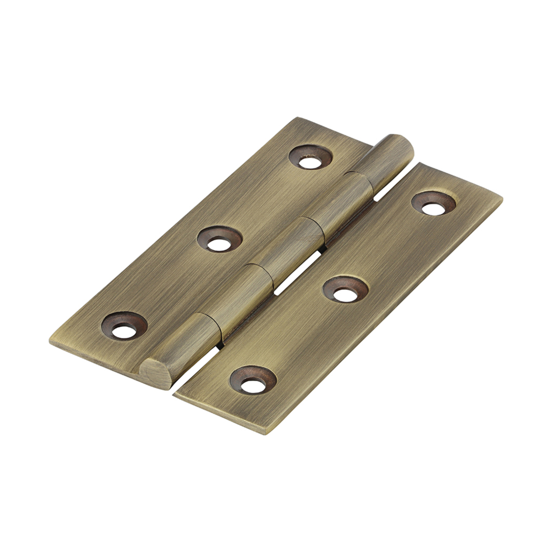 (BAG OF 1 PAIR) Solid Drawn Hinge – Solid Brass Antique Brass Finish – Square Corner Cupboard & Cabinet Door Hinge