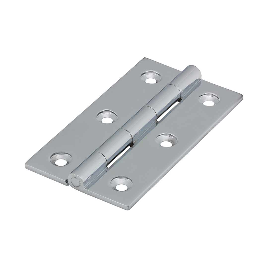 (BAG OF 1 PAIR) Solid Drawn Hinge – Solid Brass Polished Chrome – Square Corner Cabinet & Cupboard Door Hinge